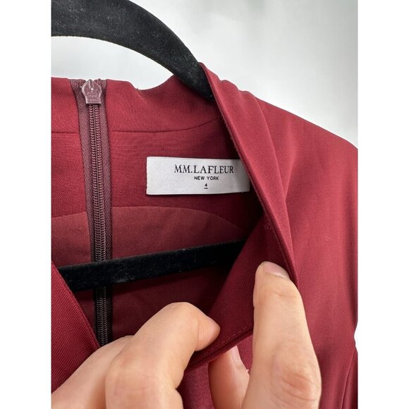 M.M. LaFleur Ruth A Line Wool Blend Dress Pinot Burgundy Women’s 4 EUC - Picture 5 of 11